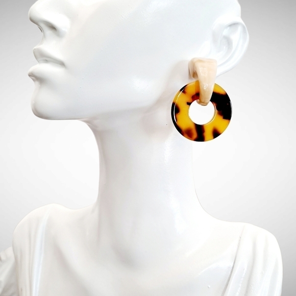 Drop earrings Tortoiseshell lightweight Cheetah print boho casual hoop 💖2/$30 - Picture 4 of 13
